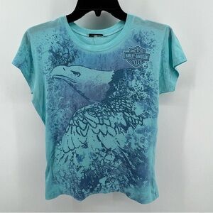 Harley-Davidson Women’s T-Shirt large Dale’s HD Mt Vernon IL – Turquoise